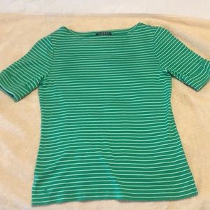 Lauren by Ralph Lauren green and white striped t